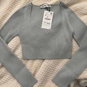Zara long sleeve crop top